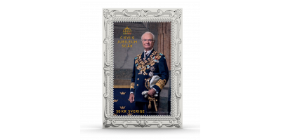 50års Regentjubileum - Carl XVI Gustaf 1973-2023 frimärkestacka i silver 